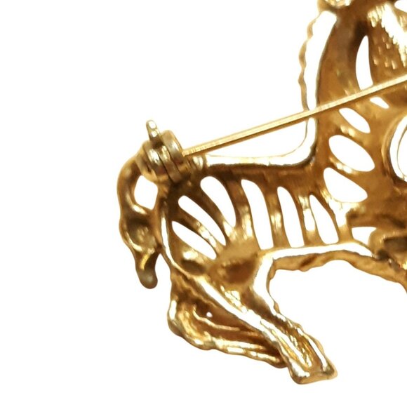 Gold-Tone Zebra Shaped Pin Brooch With Striped Openwork Design - Picture 4 of 6